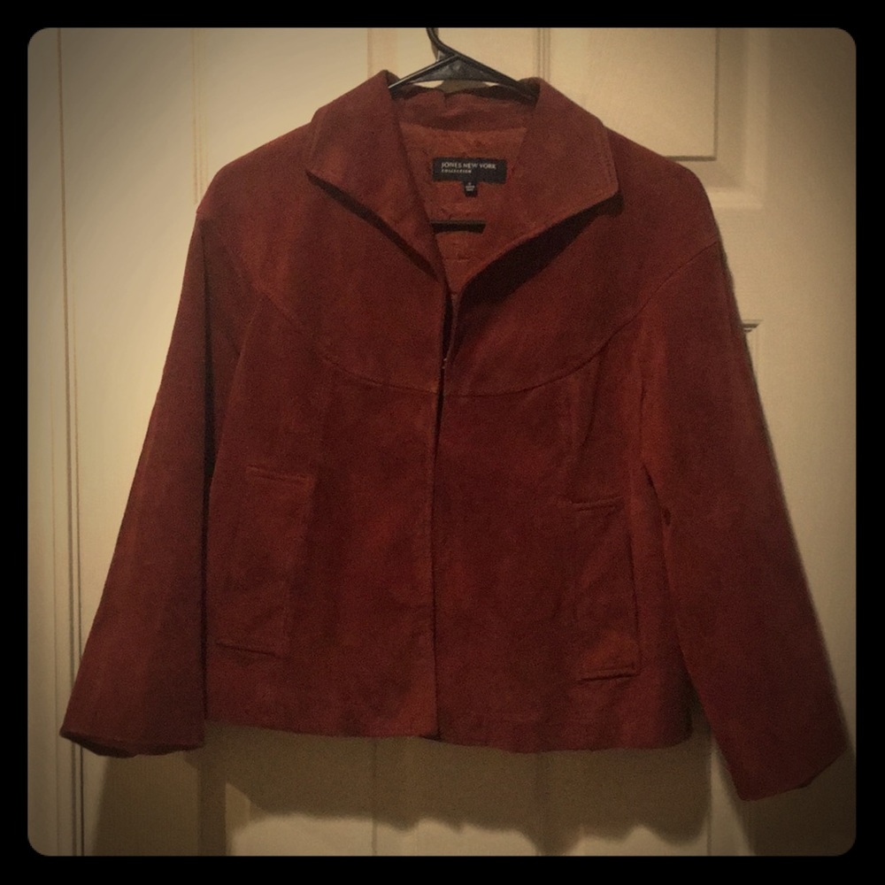 Jones New York leather 3/4 sleeve suede jacket